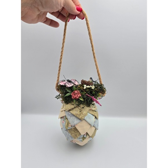 Other - Handcrafted Quilted Easter Egg Ornament Spring Bird Nest Butterfly‎ Decor